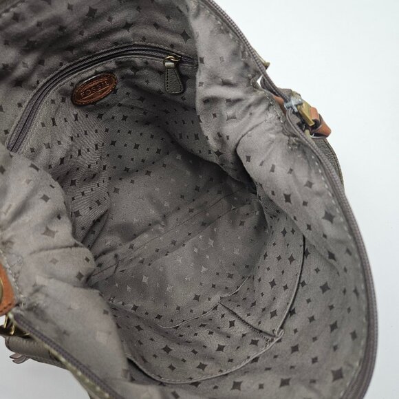 Fossil Morgan Crossbody Purse Shoulder Bag Grey Leather Tote - Picture 14 of 15